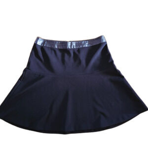 Ann Taylor Faux Leather Trim A-Line Skater Mini Skirt Size 4